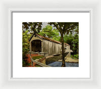 Comstock Covered Bridge East Hamptom Connecticut - Framed Print