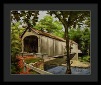 Comstock Covered Bridge East Hamptom Connecticut - Framed Print