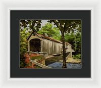 Comstock Covered Bridge East Hamptom Connecticut - Framed Print