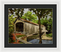 Comstock Covered Bridge East Hamptom Connecticut - Framed Print