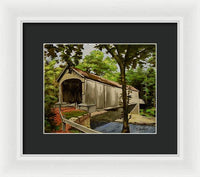 Comstock Covered Bridge East Hamptom Connecticut - Framed Print