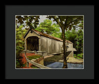 Comstock Covered Bridge East Hamptom Connecticut - Framed Print