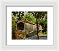 Comstock Covered Bridge East Hamptom Connecticut - Framed Print