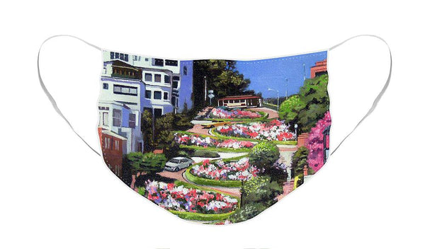 Lombard Street - San Francisco, California - Face Mask