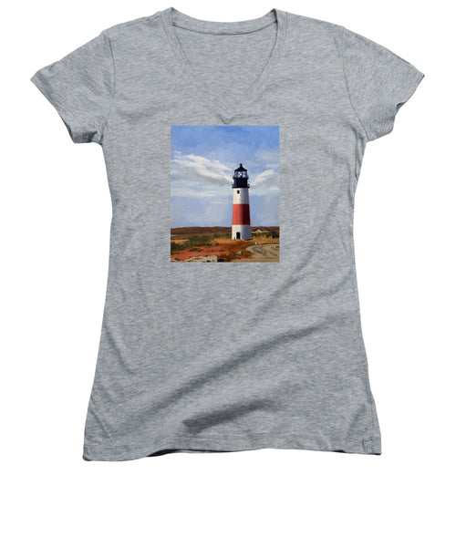 Sankaty Head Lighthouse Nantucket Massachusetts - Women's V-Neck