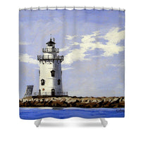 Saybrook Breakwater Lighthouse Old Saybrook Connecticut - Shower Curtain