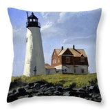 Wood Island Lighthouse Maine - Throw Pillow